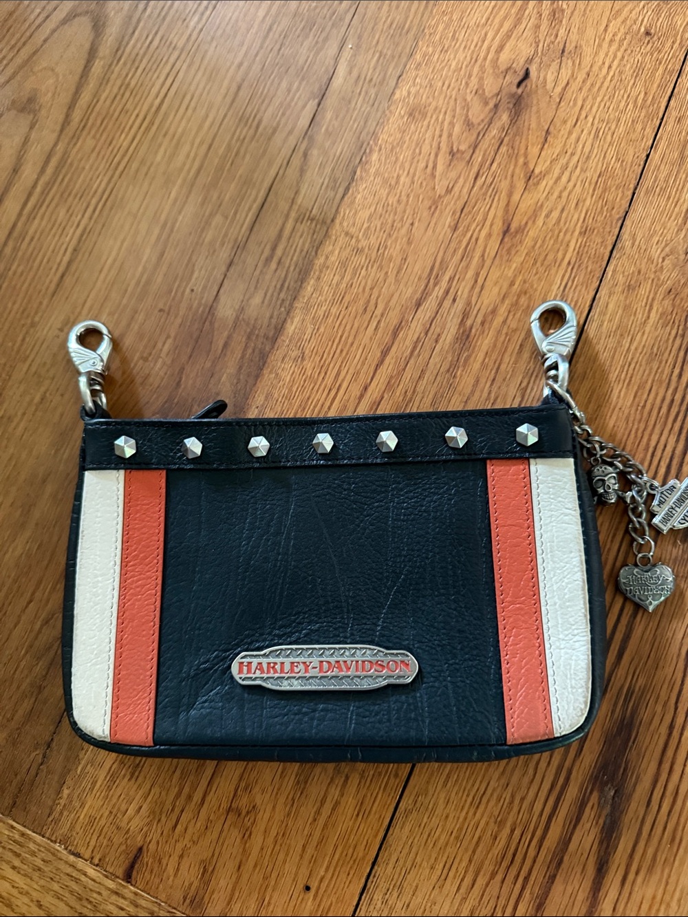 Harley-Davidson Black, White & Orange Studded Hip Bag